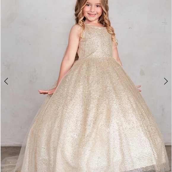 Elegant Gold Flower Girl Dress